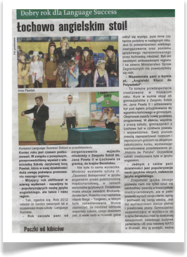 Artykuł w gazecie powiatu o sukcesach naszej szkoły w roku 2012 w Łochowie